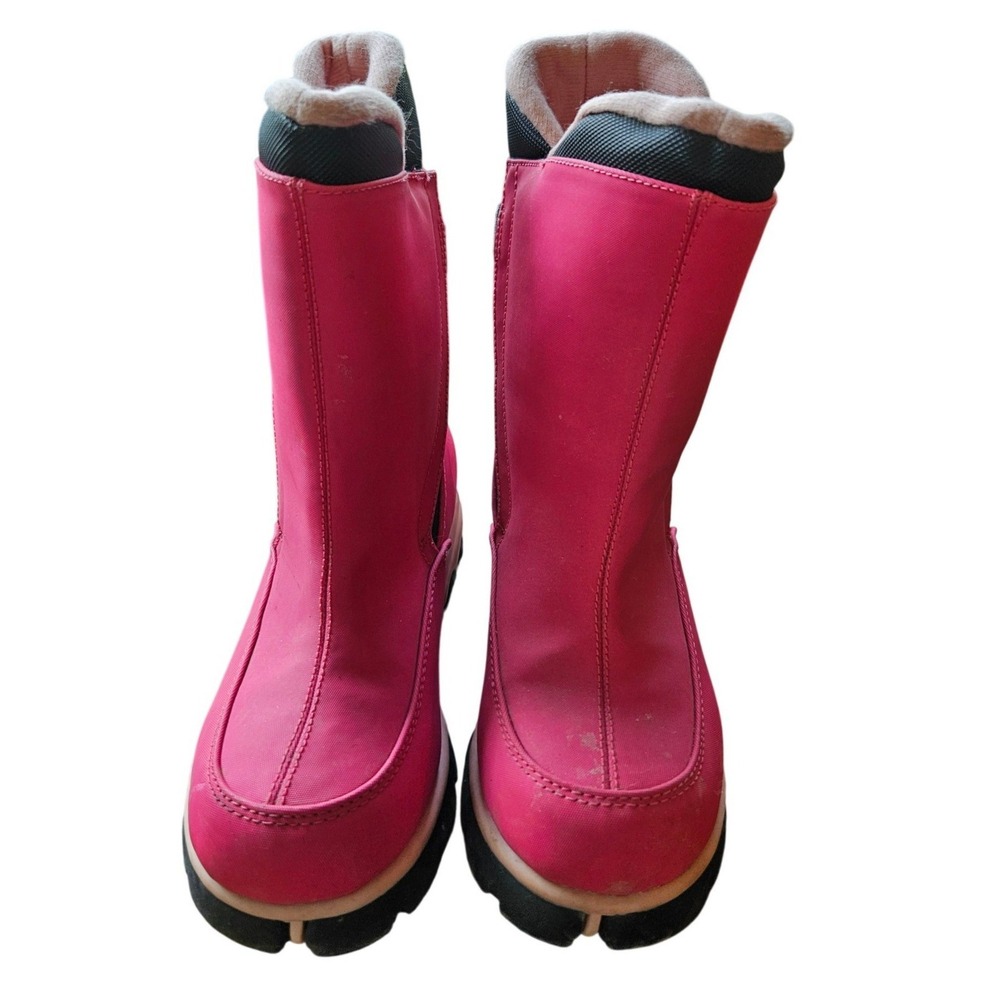 Lands End Kids Pink Fleece Lined Winter Snow Boots Size 1M 78534 897